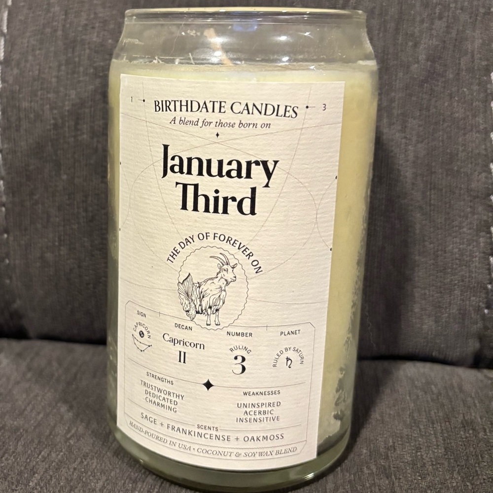 January Third Birthdate Candle -